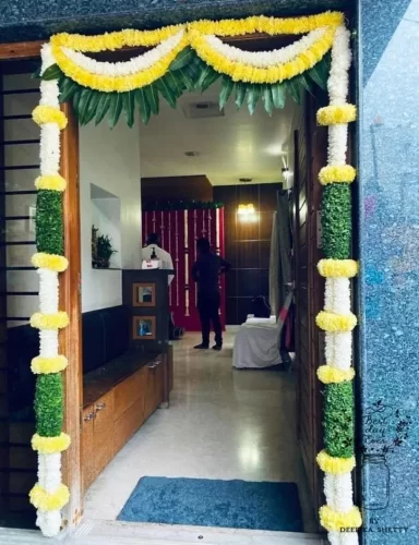 Creative flower designs for gruhapravesham main door