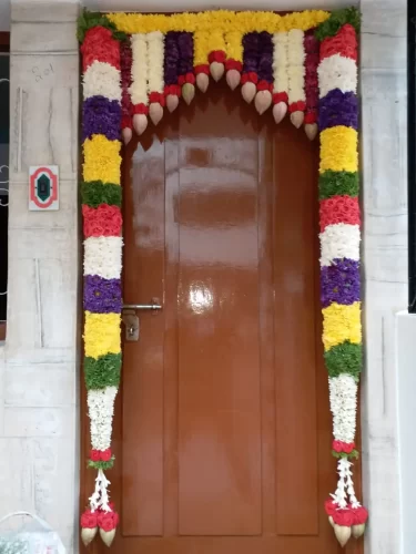 Flower garland decoration for gruhapravesham main door