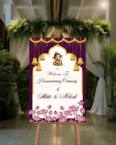 Flower decoration welcome board for gruhapravesham