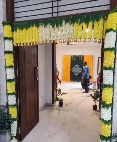 Jasmine flower decoration for house warming main door in Bangalore