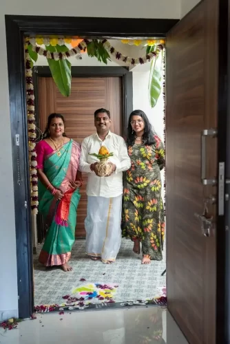 Traditional house warming photoshoot with rituals and decor