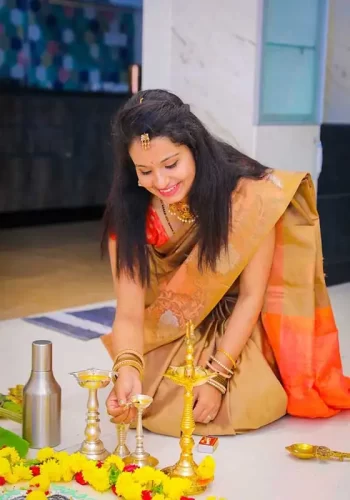 Professional photographer covering housewarming ceremony rituals