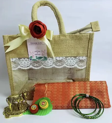 Return gift bag with bangles, cow calf, Bangles and Haldi kunkum in bangalore