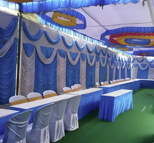 Shamiyana setup with seating for gruhapravesham function in Bangalore