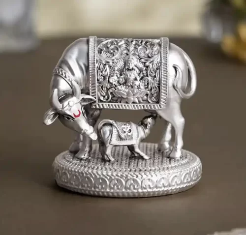 Silver cow and calf return gift for housewarming ceremony Bangalore