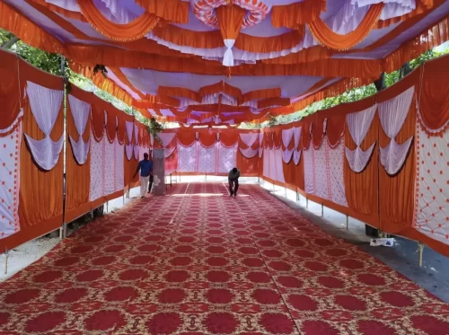 Small tent service setup for gruhapravesh ceremony in Bangalore