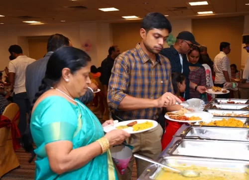 Traditional Andhra style buffet setup for catering services in Bangalore