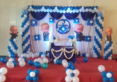 Boss baby theme naming ceremony balloon decorations Bangalore