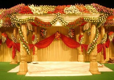 Golden wedding mandap decorations Bangalore