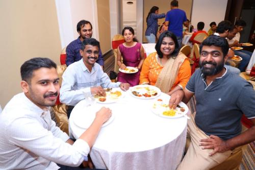 Guests-enjoying-andhra-style-food-in-birthday-party-Bangalore