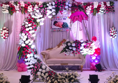 Moon cradle naming ceremony flower decoration organisers Bangalore