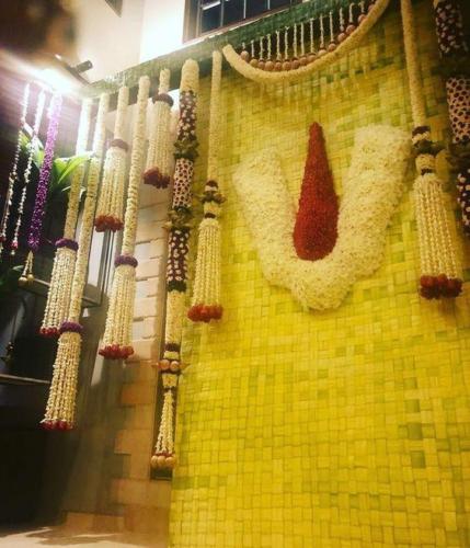 Venkateshwara themed house warming flower decoration Bangalore